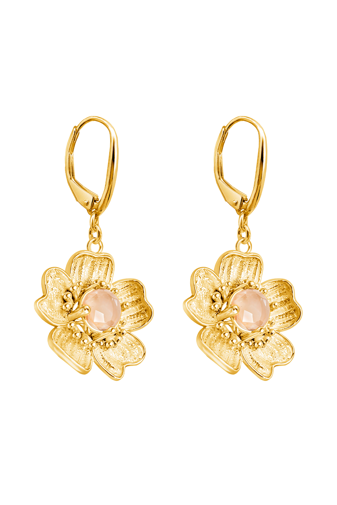 Aretes Plata 925 Florecer con Topacio Champange  Dorados - Tanya Moss