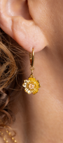 Aretes Plata 925 Florecer con Topacio Champange  Dorados - Tanya Moss