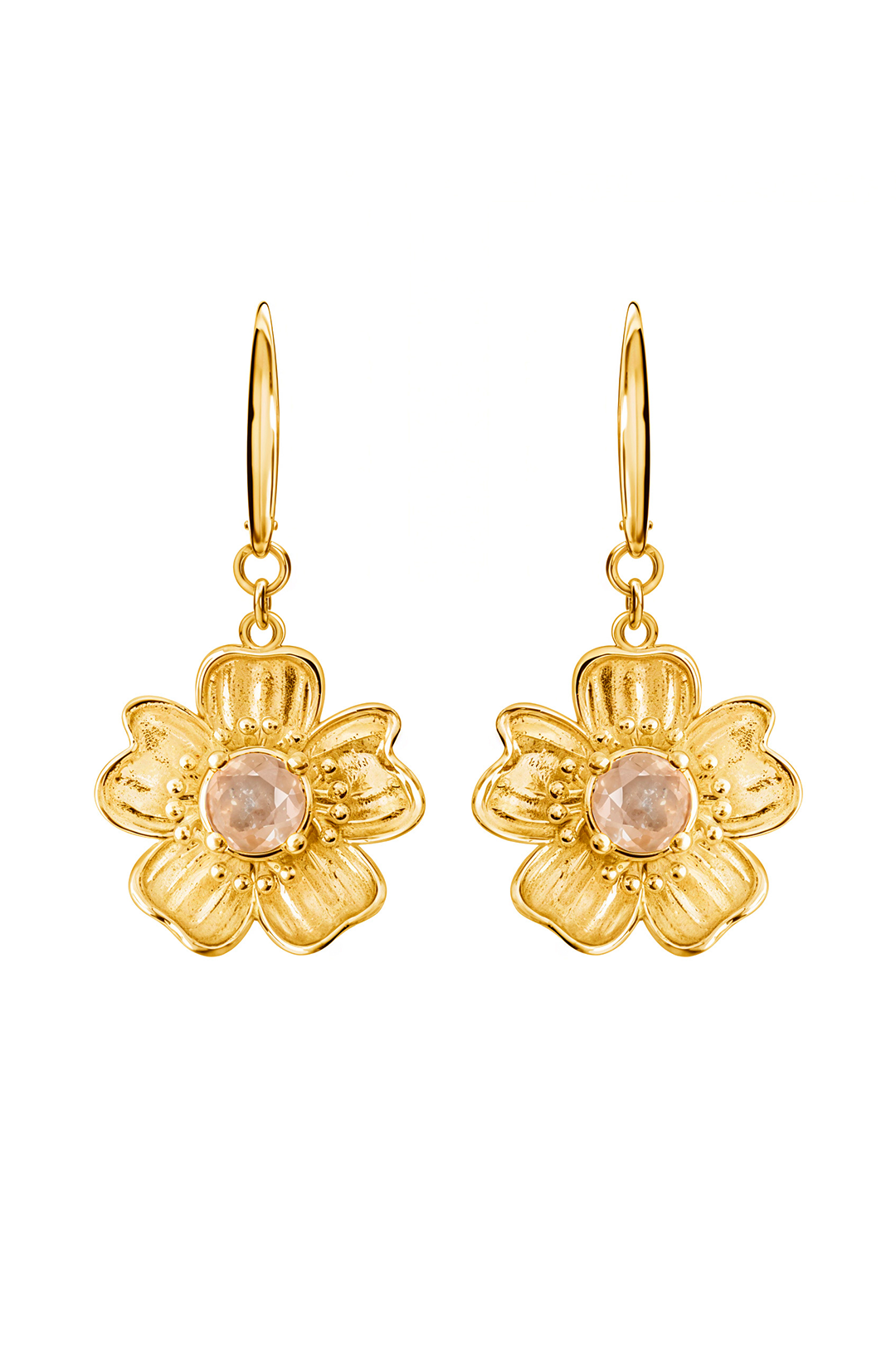 Aretes Plata 925 Florecer con Topacio Champange  Dorados - Tanya Moss