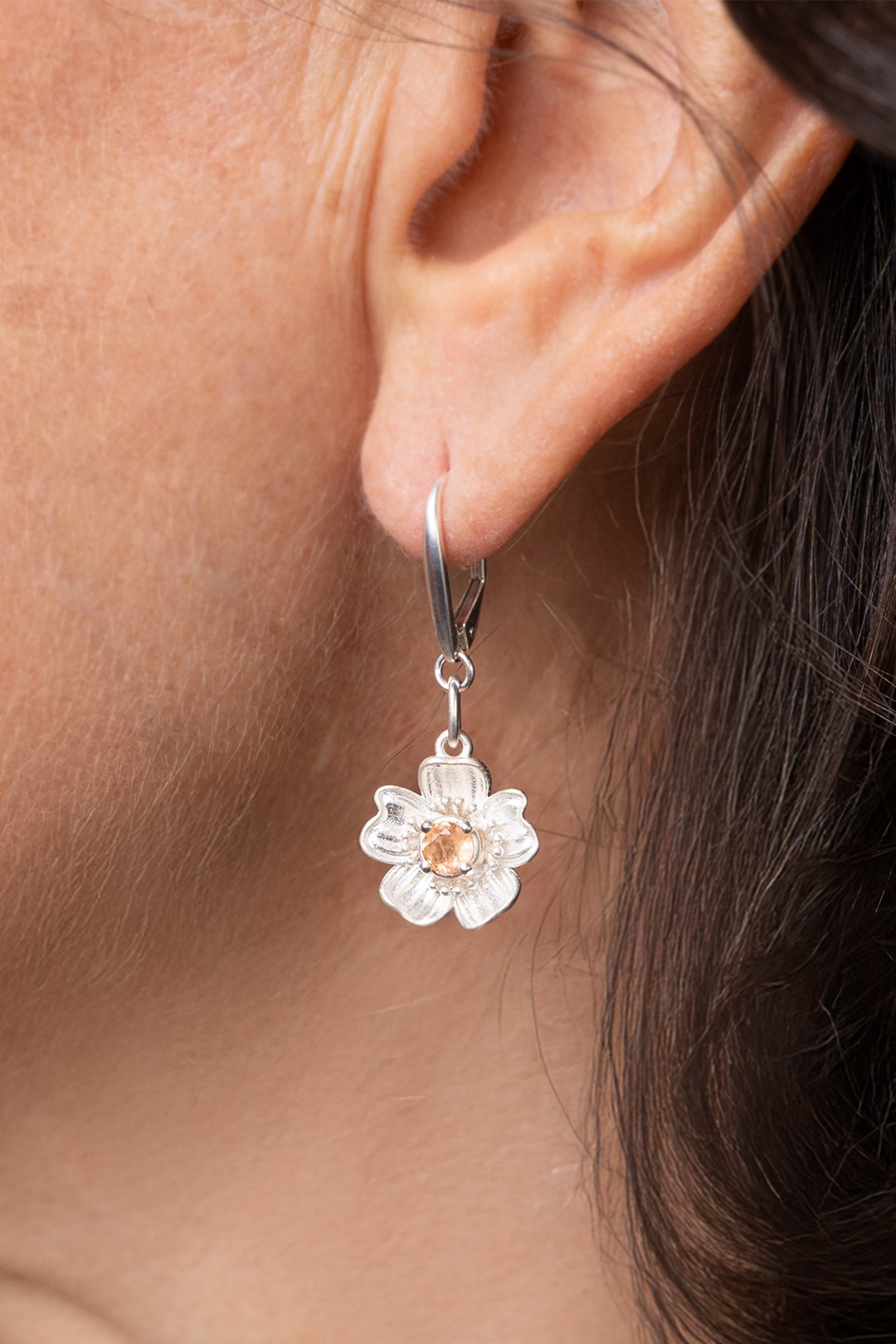 Aretes Plata 925 Florecer con Topacio Champange - Tanya Moss