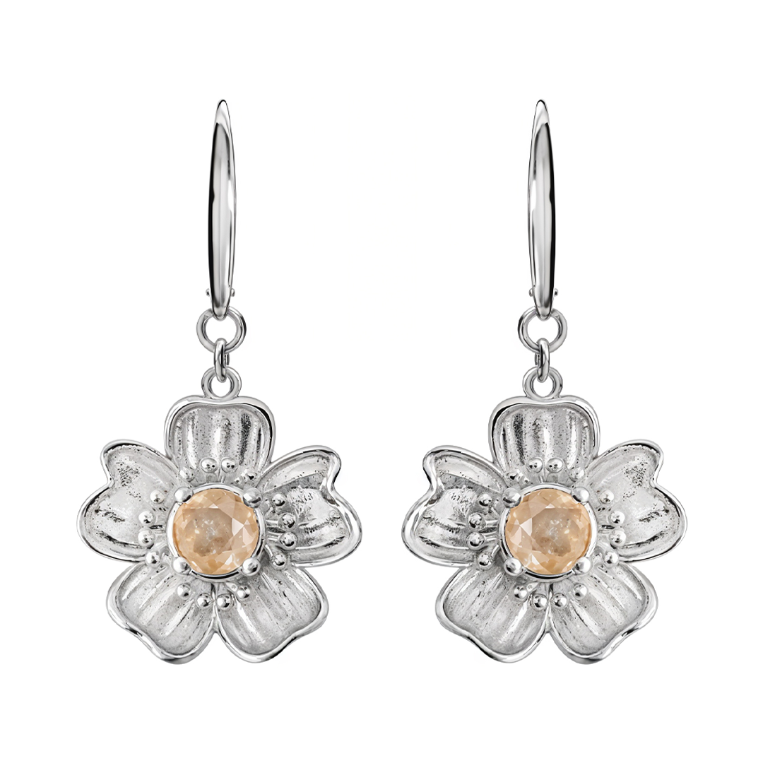 Aretes Plata 925 Florecer con Topacio Champange - Tanya Moss