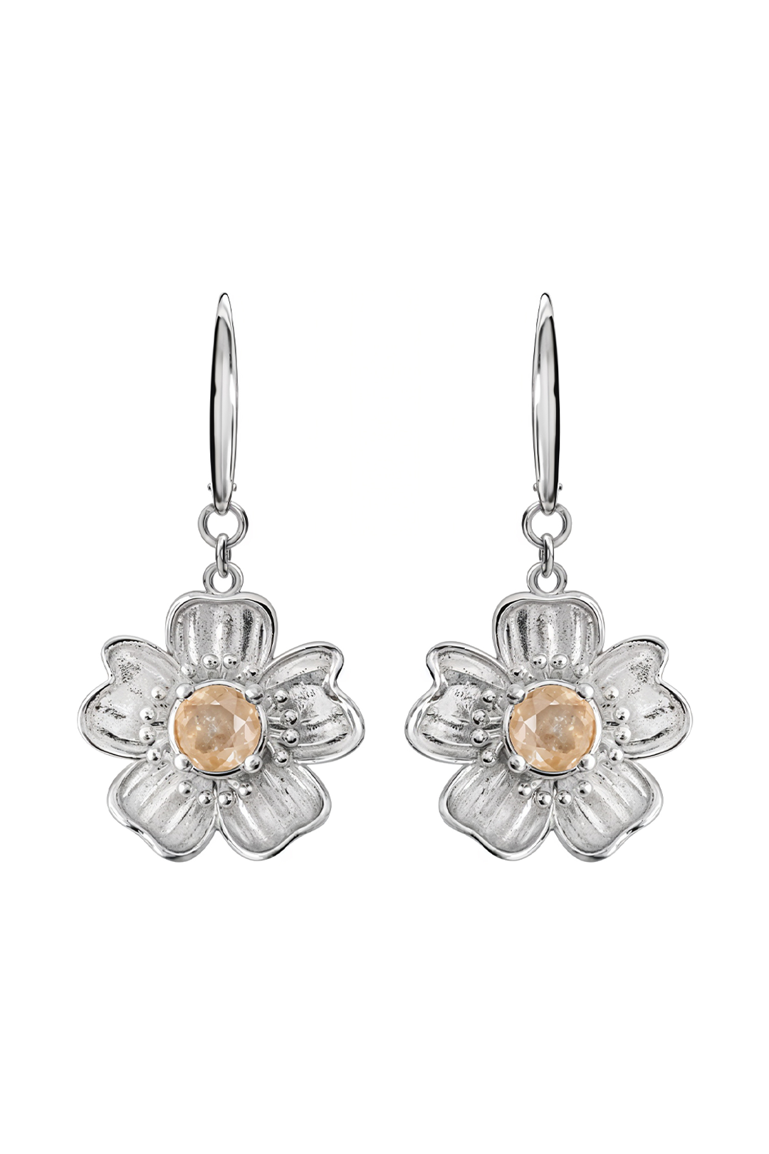 Aretes Plata 925 Florecer con Topacio Champange - Tanya Moss