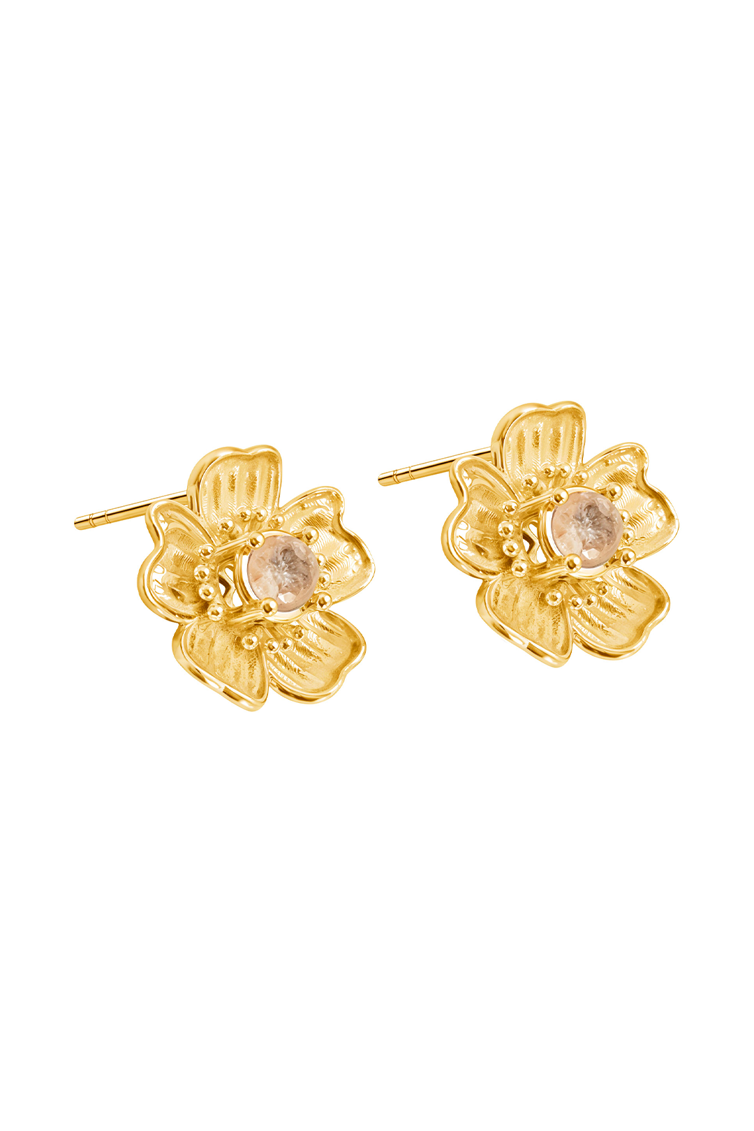Broqueles Plata 925 Florecer Topacio Champange Dorados - Tanya Moss