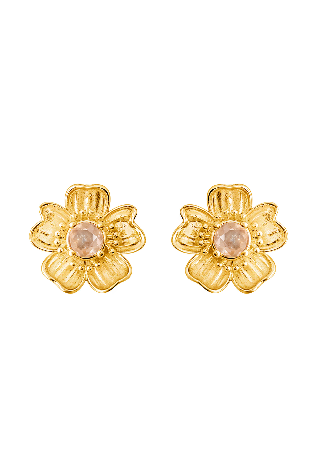 Broqueles Plata 925 Florecer Topacio Champange Dorados - Tanya Moss