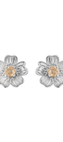 Broqueles Florecer Plata con Topacio Champange
