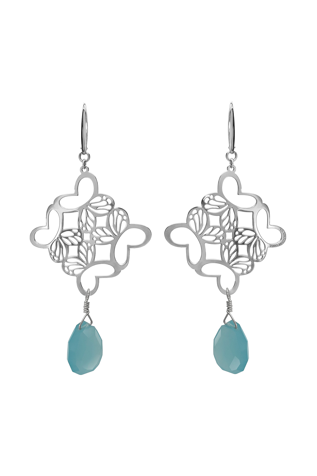 Aretes Plata 925 Rombo Monarca Con Calcedonia - Tanya Moss