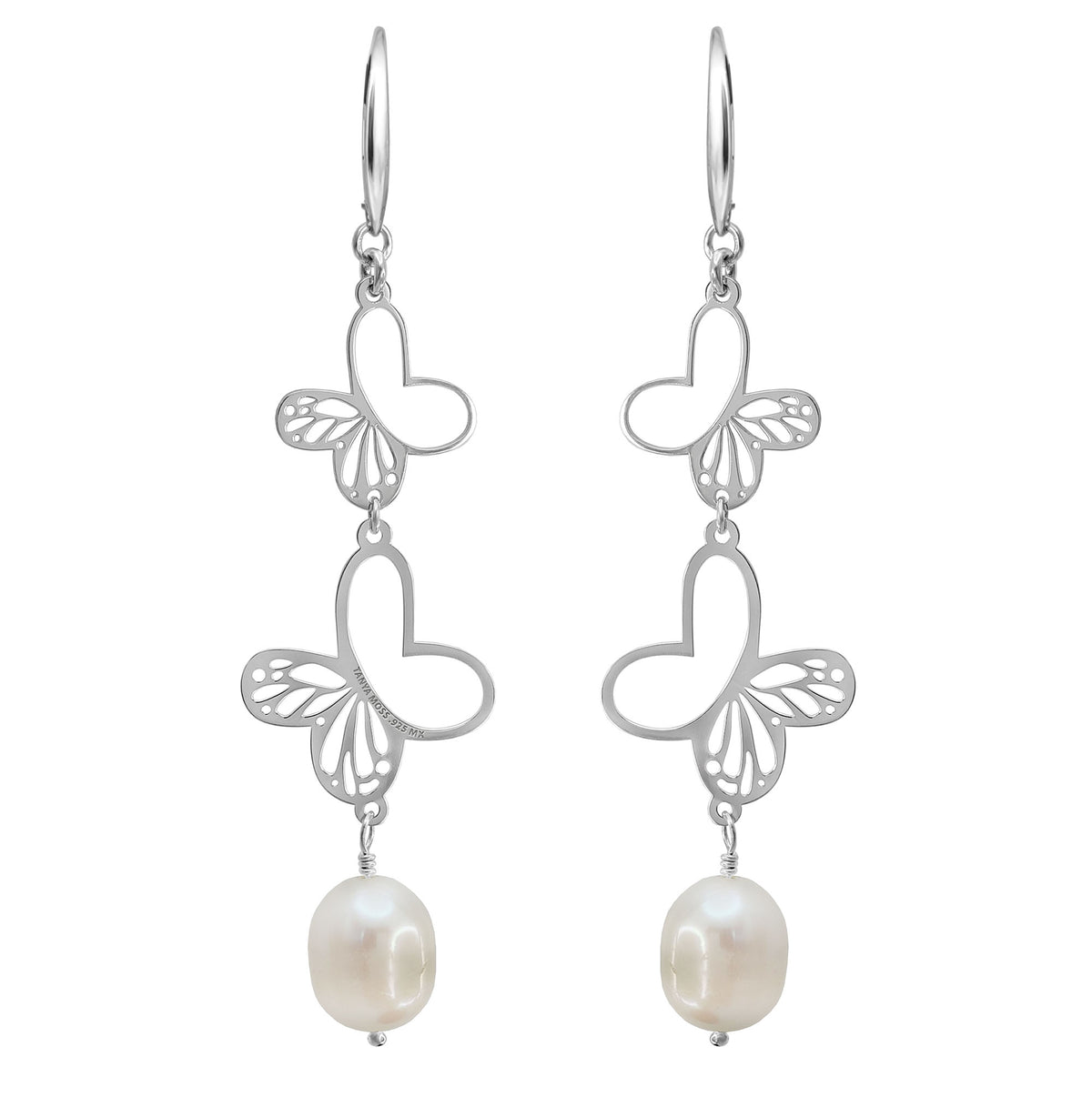 Aretes Dos Monarcas Plata Con Perla