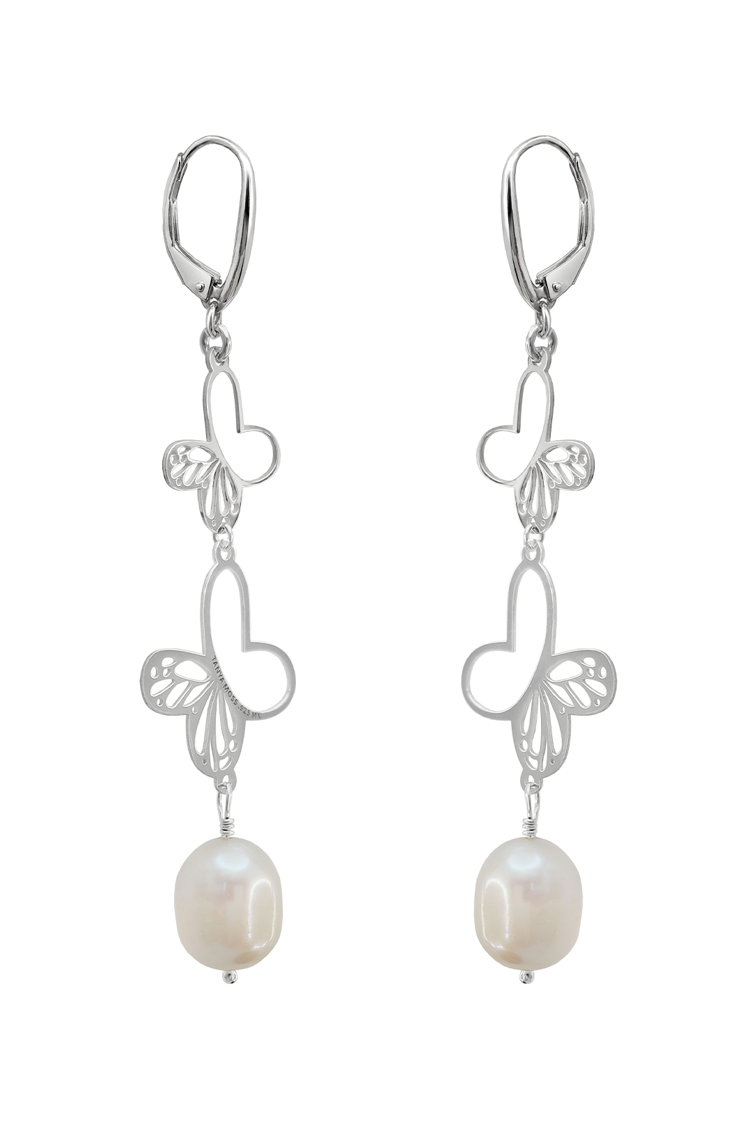 Aretes Plata 925 Dos Monarcas Plata Con Perla