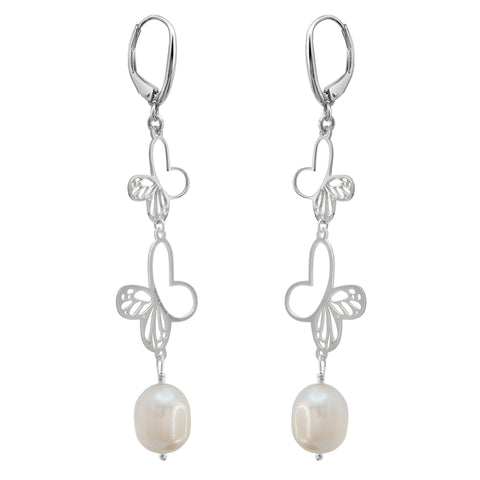 Aretes Dos Monarcas Plata Con Perla