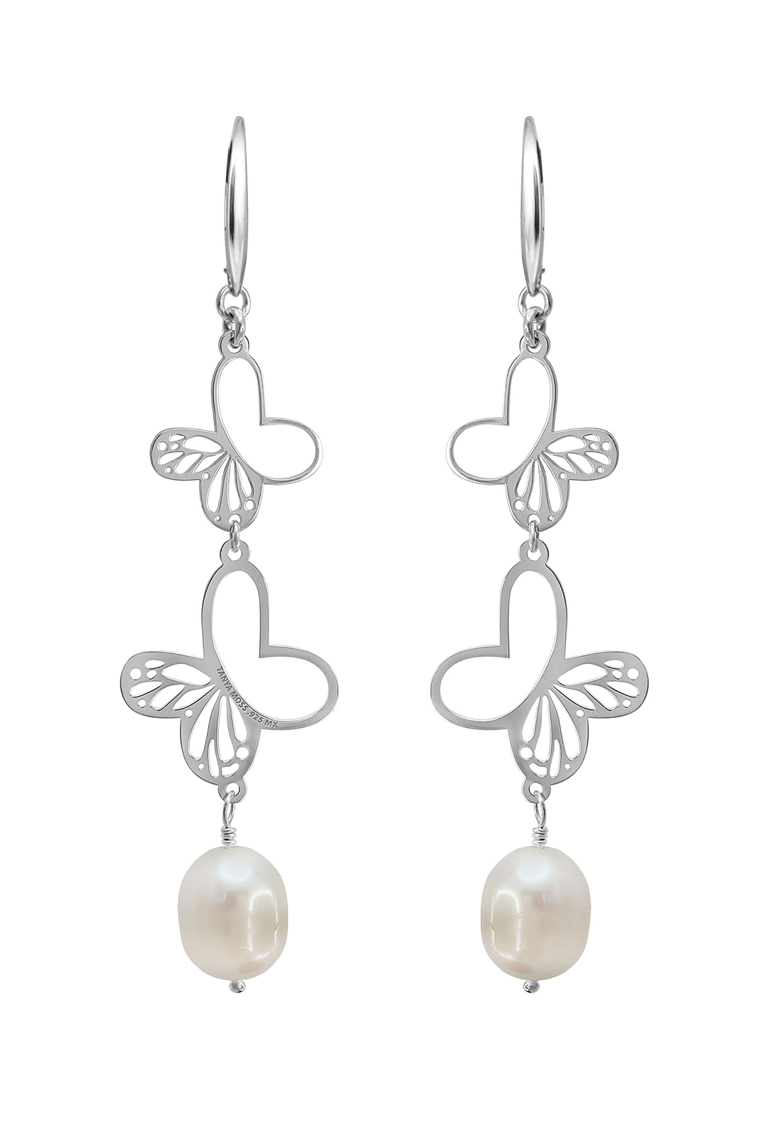 Aretes Plata 925 Dos Monarcas Plata Con Perla