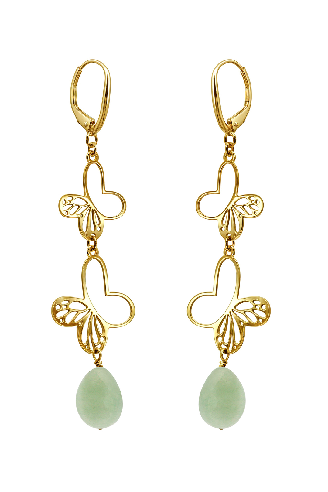 Aretes Plata 925 Dos Monarcas Con Venturina Dorados - Tanya Moss