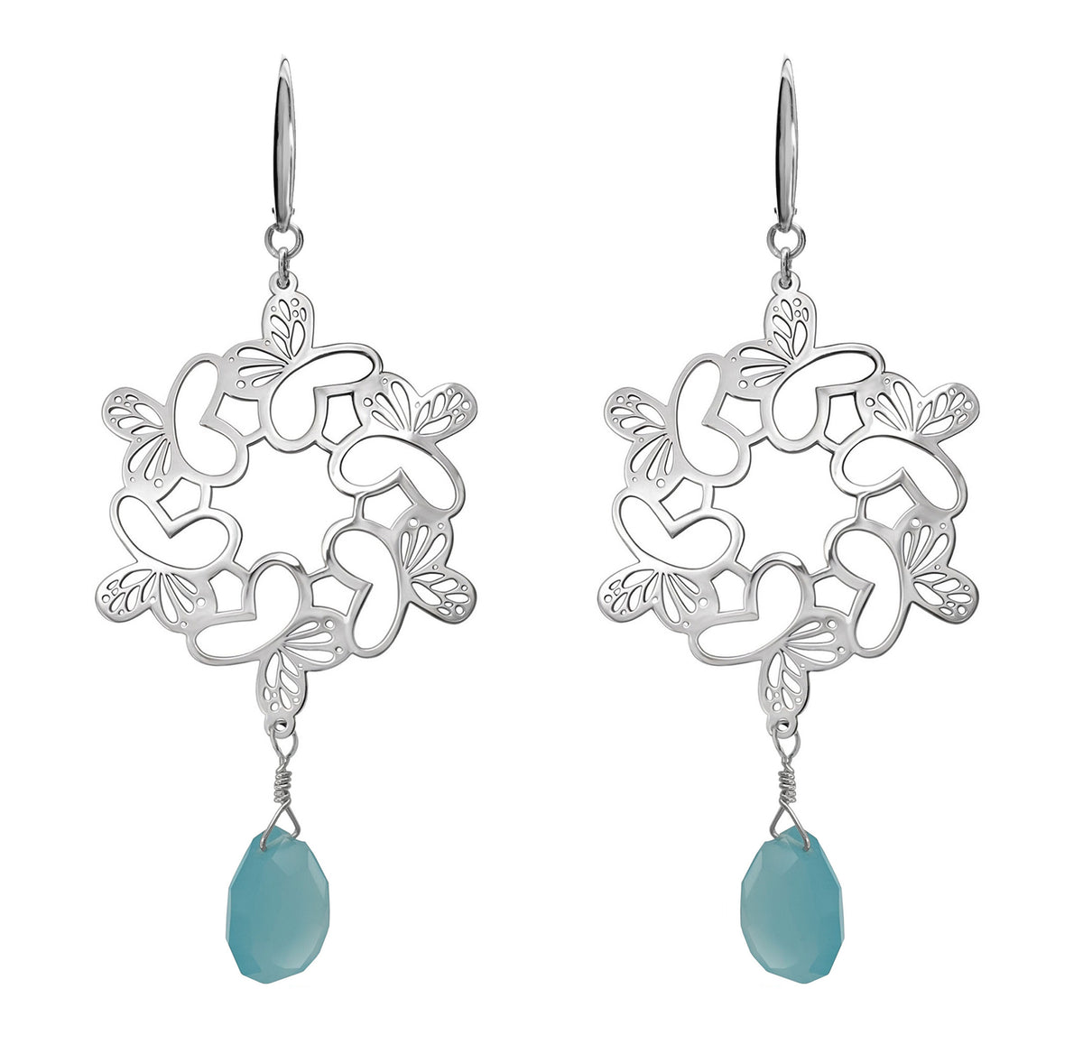 Aretes Círciulo Monarca Plata Con Calcedonia
