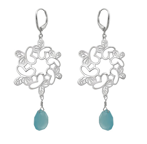 Aretes Círciulo Monarca Plata Con Calcedonia