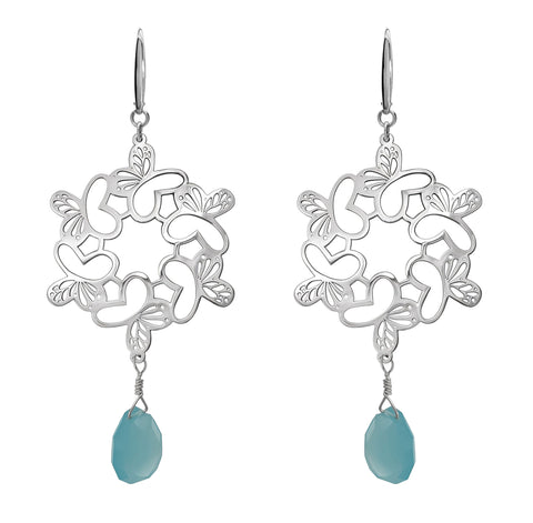 Aretes Círciulo Monarca Plata Con Calcedonia