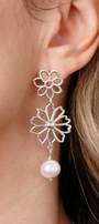Aretes Plata 925 Dalia Doble con Perla - Tanya Moss