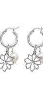 Arracadas Plata 925 Dalia Flor y Perla - Tanya Moss