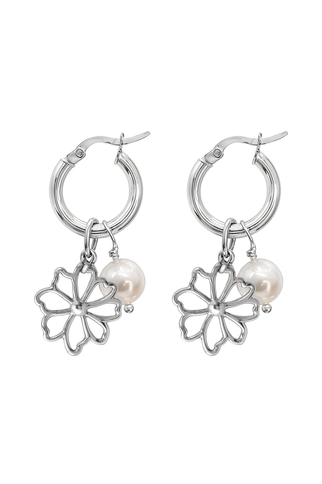 Arracadas Plata 925 Dalia Flor y Perla - Tanya Moss
