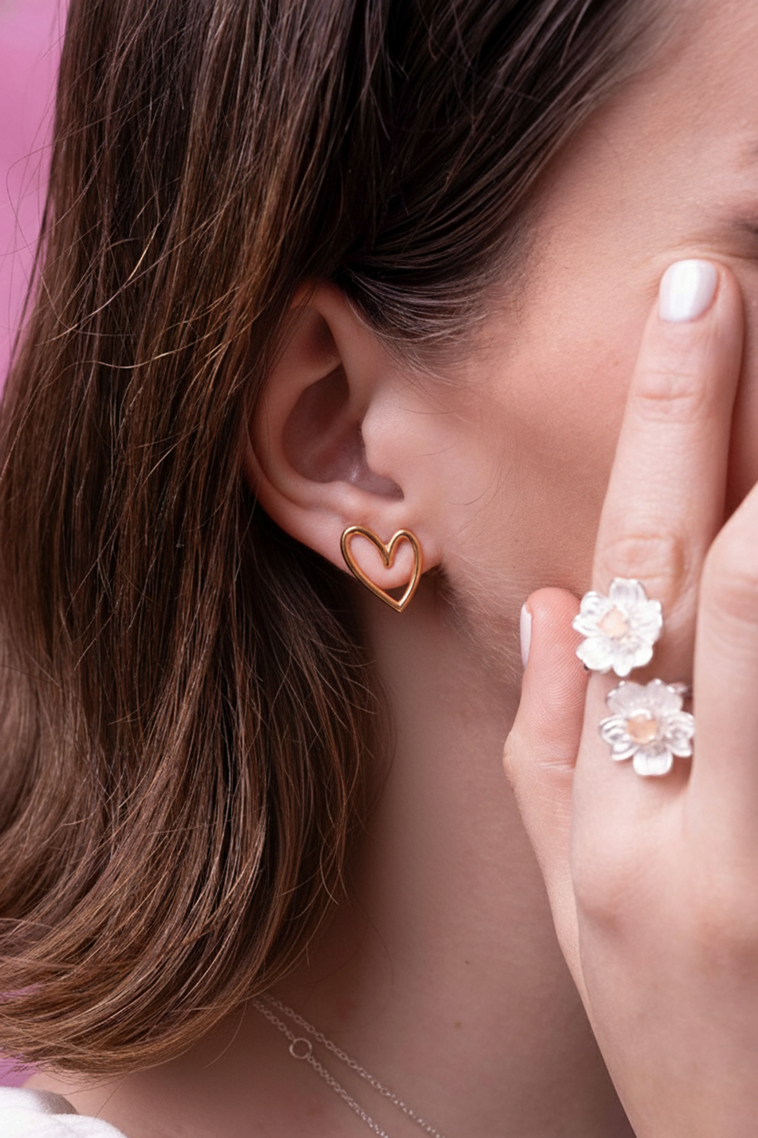 Broqueles Corazón Latidos Baño De Oro - Tanya Moss