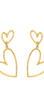 Aretes 2 Corazones Latidos Baño De Oro - Tanya Moss