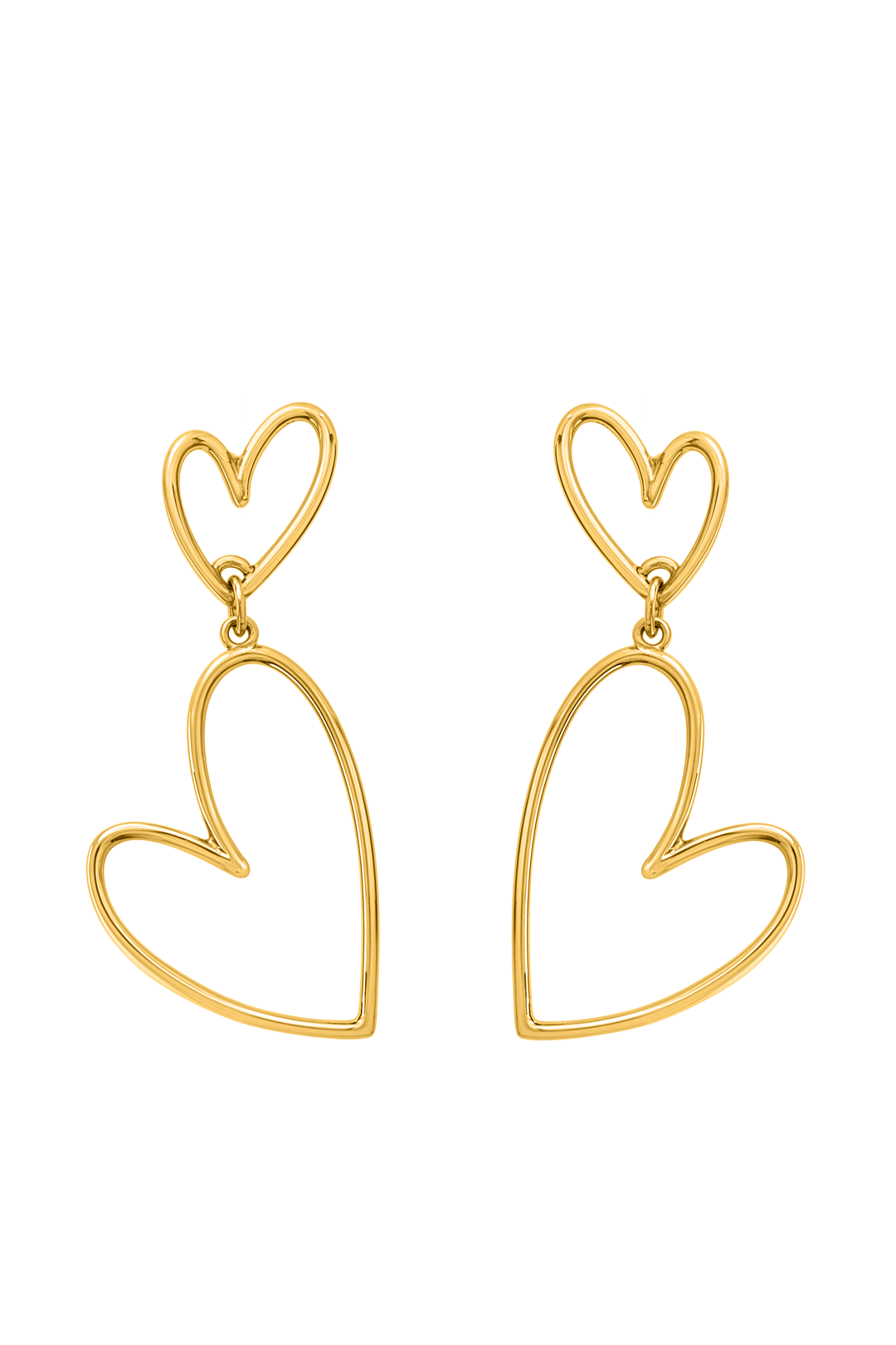 Aretes 2 Corazones Latidos Baño De Oro - Tanya Moss
