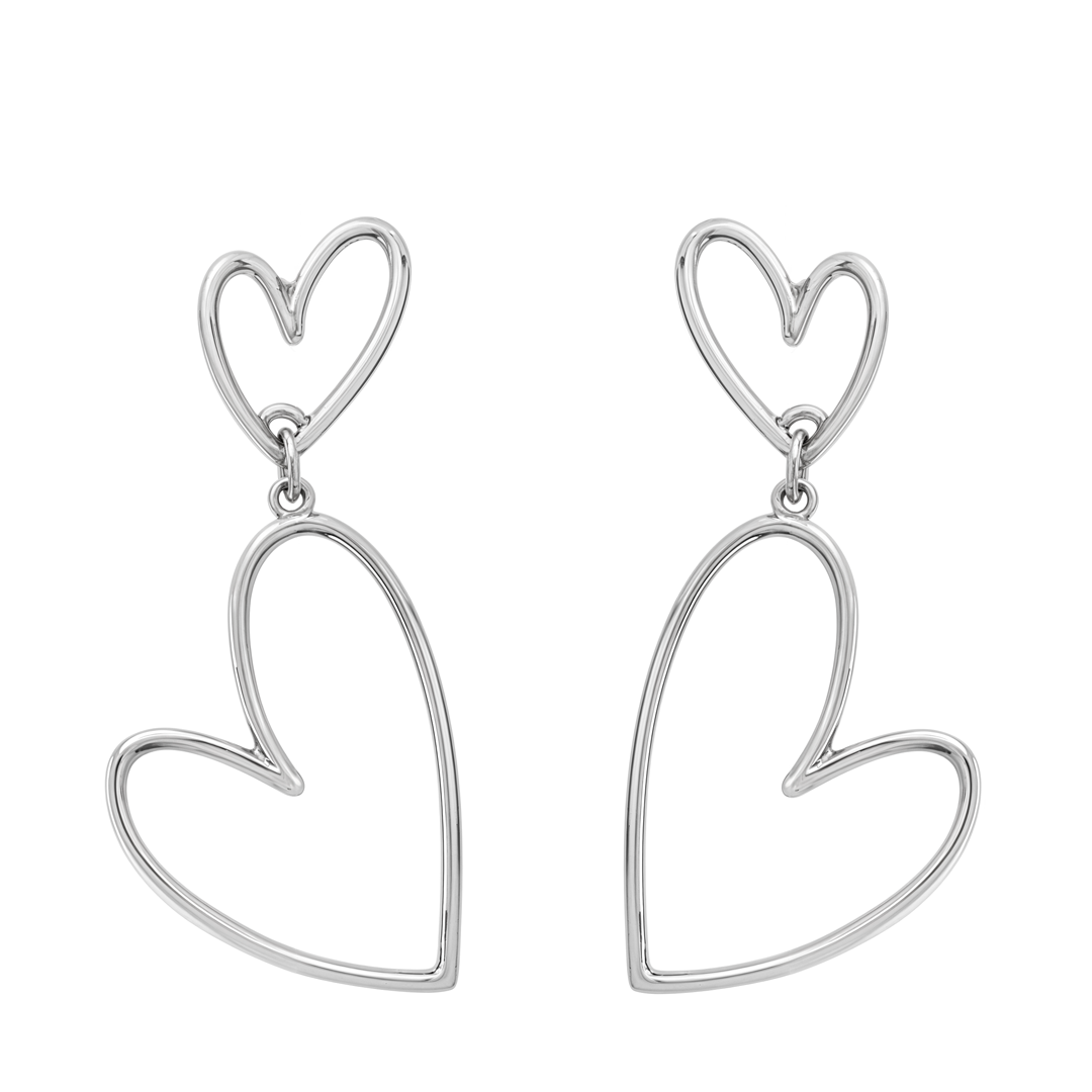 Aretes 2 Corazones Latidos Plata - Tanya Moss