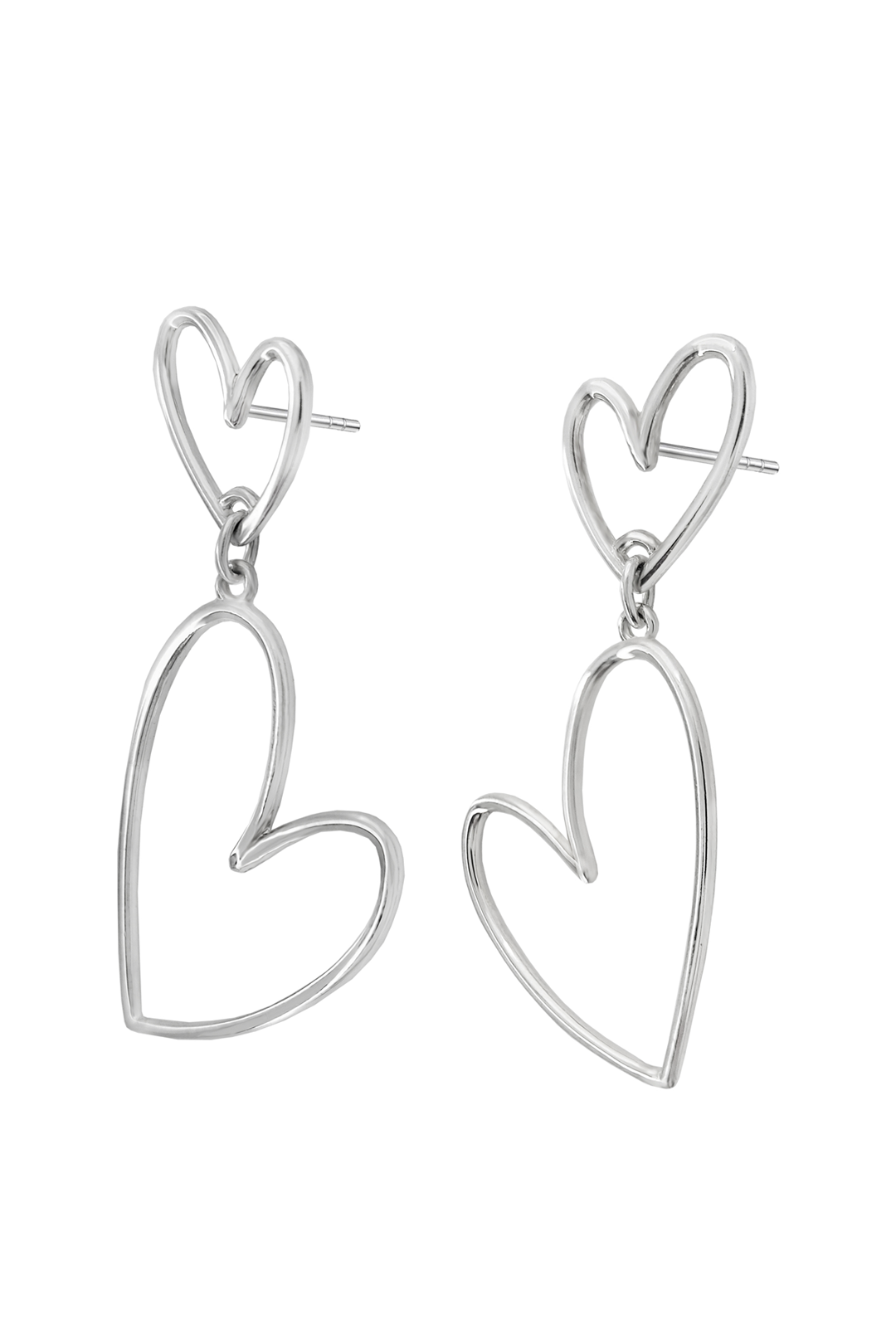 Aretes 2 Corazones Latidos Plata - Tanya Moss