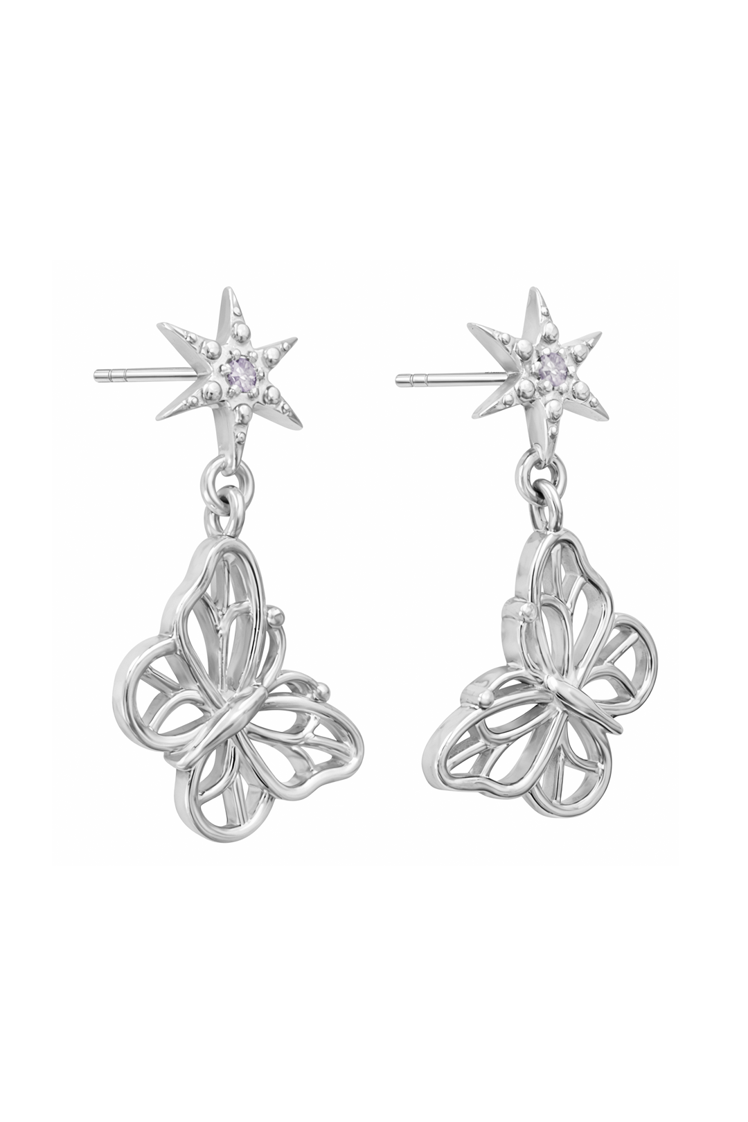 Aretes Plata 925 MIA Mariposa Y Estrella con Circonias