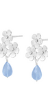 Broqueles Plata 925 Linda 3 Flores con Cuarzo Azul - Tanya Moss