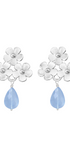 Broqueles Plata 925 Linda 3 Flores con Cuarzo Azul - Tanya Moss