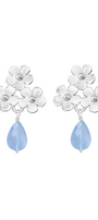 Broqueles Plata 925 Linda 3 Flores con Cuarzo Azul - Tanya Moss