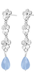 Aretes Plata 925 Linda 3 Flores con Cuarzo Azul - Tanya Moss