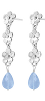 Aretes Plata 925 Linda 3 Flores con Cuarzo Azul - Tanya Moss
