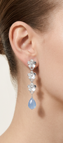 Aretes Plata 925 Linda 3 Flores con Cuarzo Azul - Tanya Moss