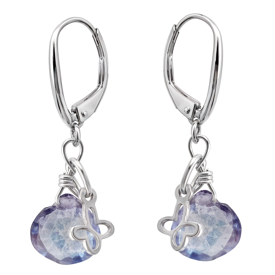 Aretes Plata 925 Mini Mariposa Mariposa con Cuarzo Místico
