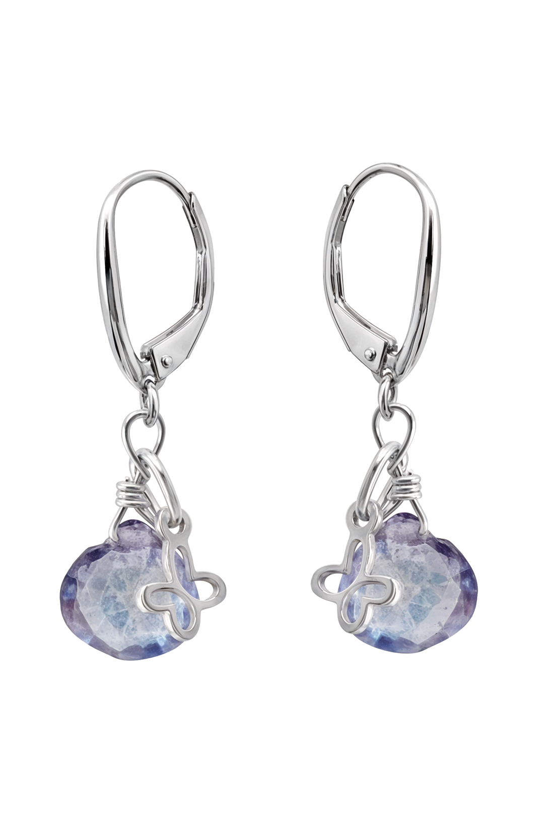 Aretes Plata 925 Mini Mariposa Mariposa con Cuarzo Místico