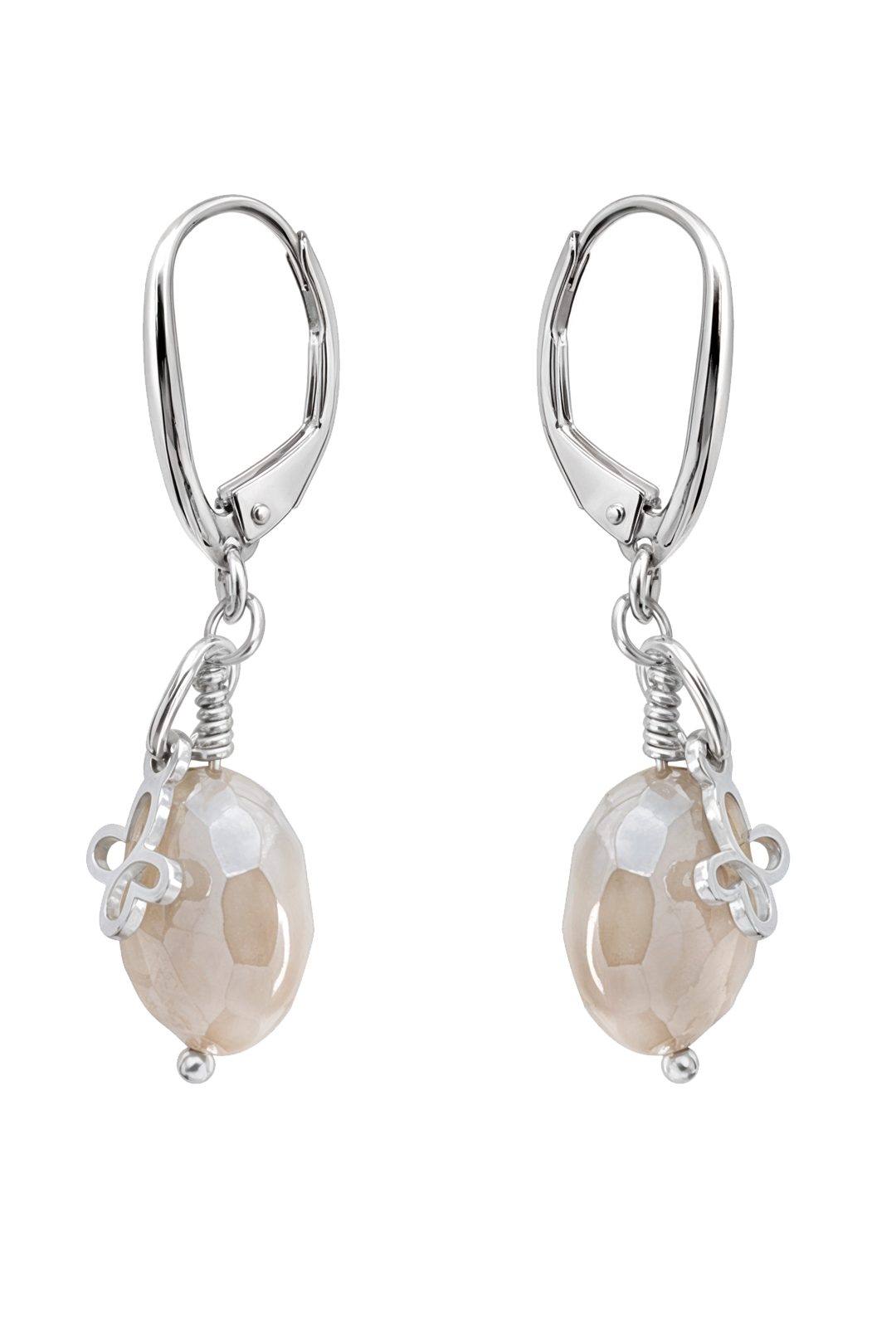 Aretes Plata 925 Mini Mariposa Mariposa con Piedra Luna Durazno