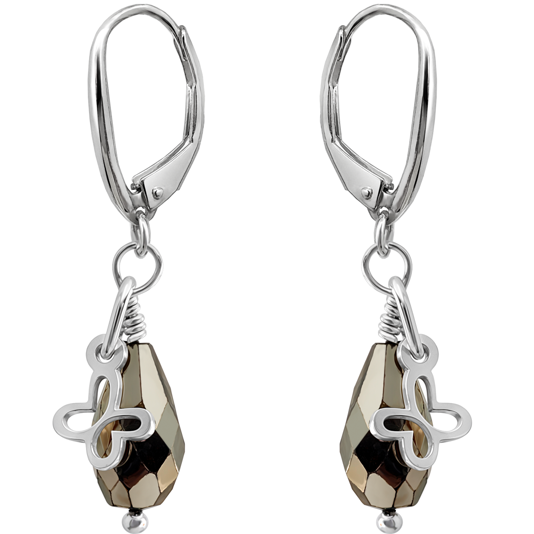 Aretes Plata 925 Mini Mariposa Mariposa con Pirita