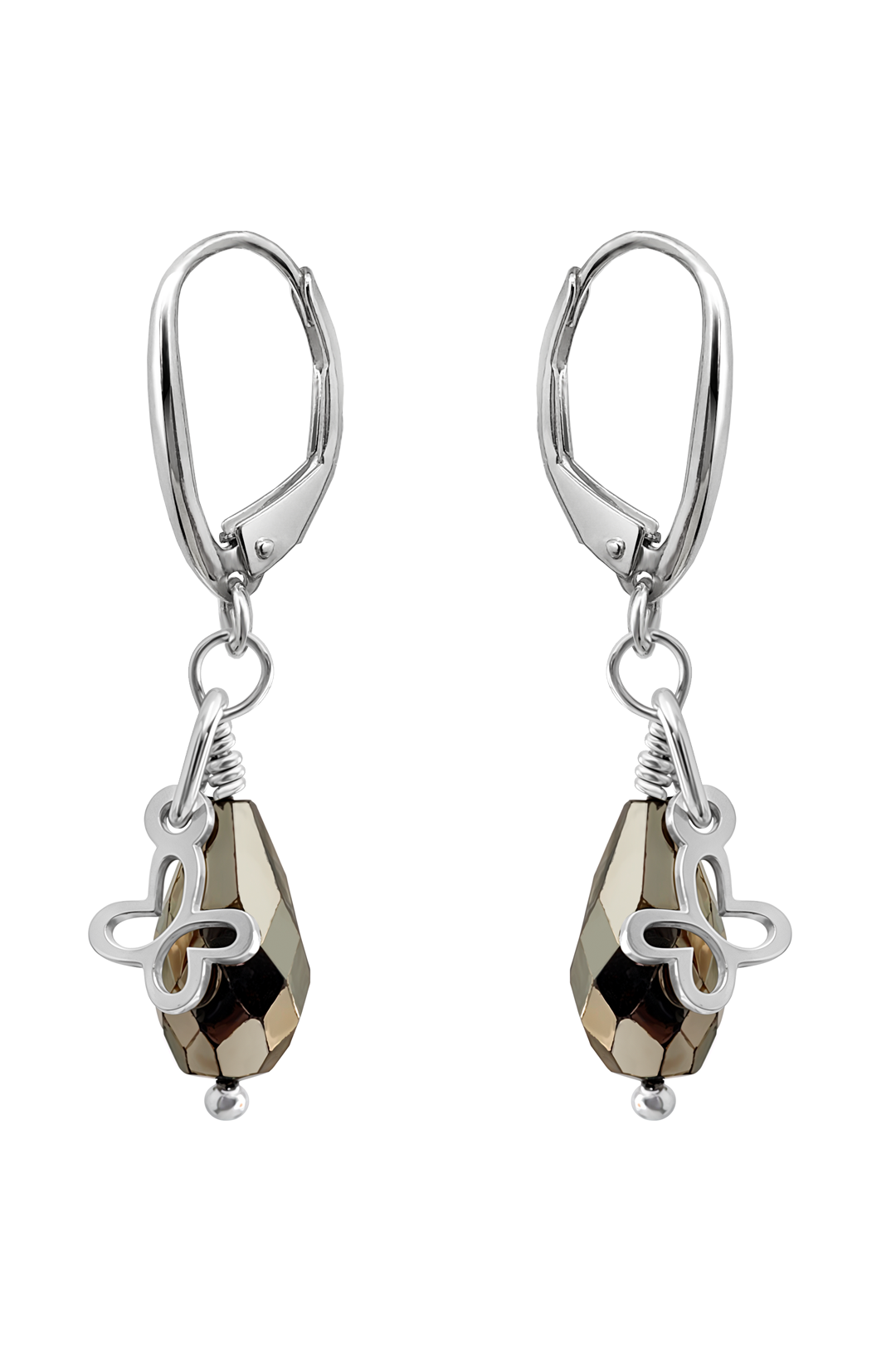 Aretes Plata 925 Mini Mariposa Mariposa con Pirita