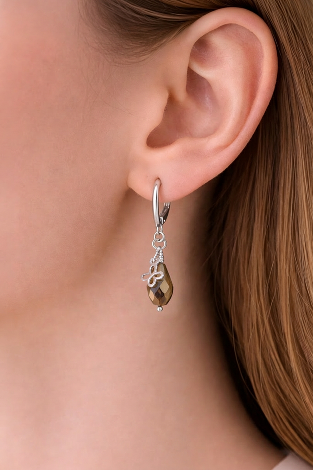 Aretes Plata 925 Mini Mariposa Mariposa con Pirita