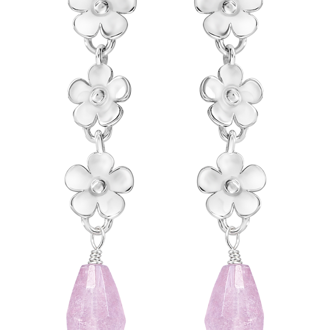 Aretes Plata 925 Linda 3 Flores con Amatista - Tanya Moss