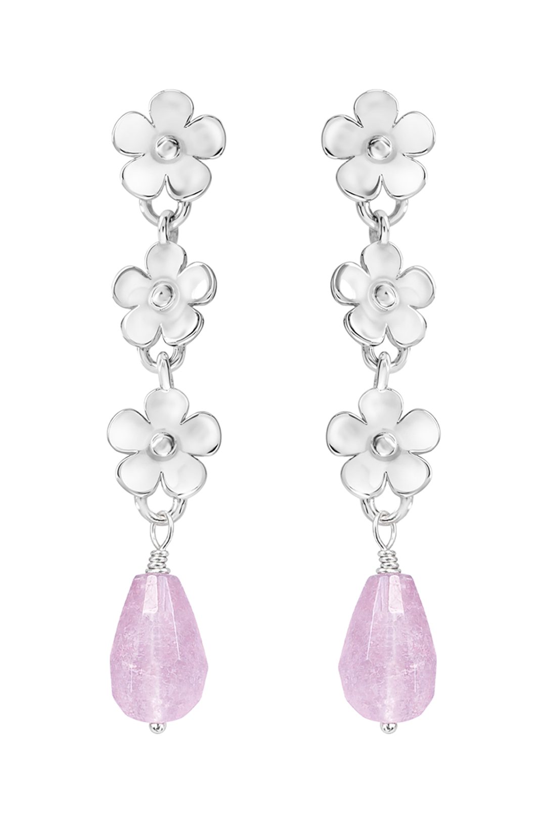Aretes Plata 925 Linda 3 Flores con Amatista - Tanya Moss