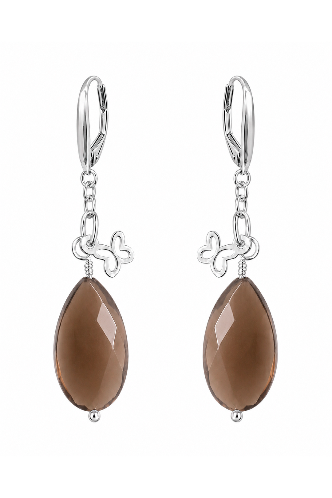 Aretes Mariposa Mini Cuarzo Ahumado
