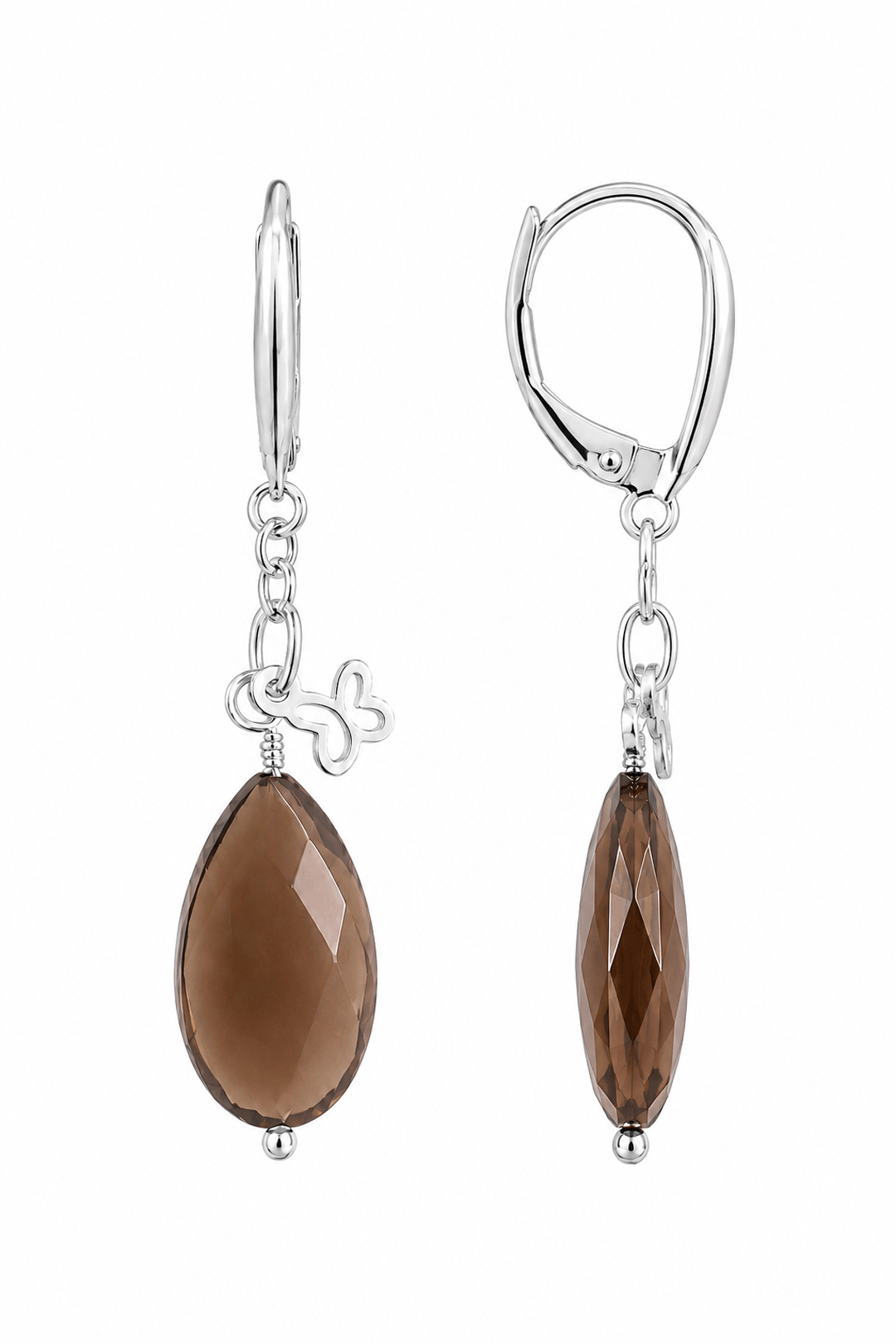 Aretes Mariposa Mini Cuarzo Ahumado