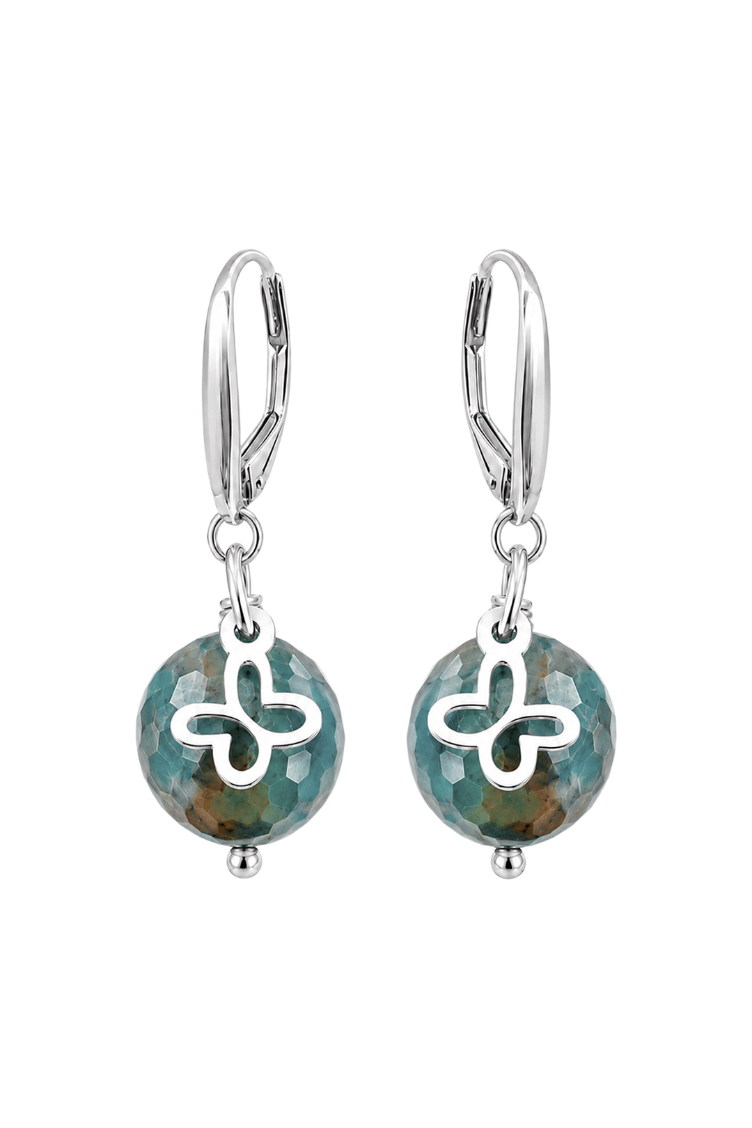 Aretes Mariposa Mini Agata Azul Plata