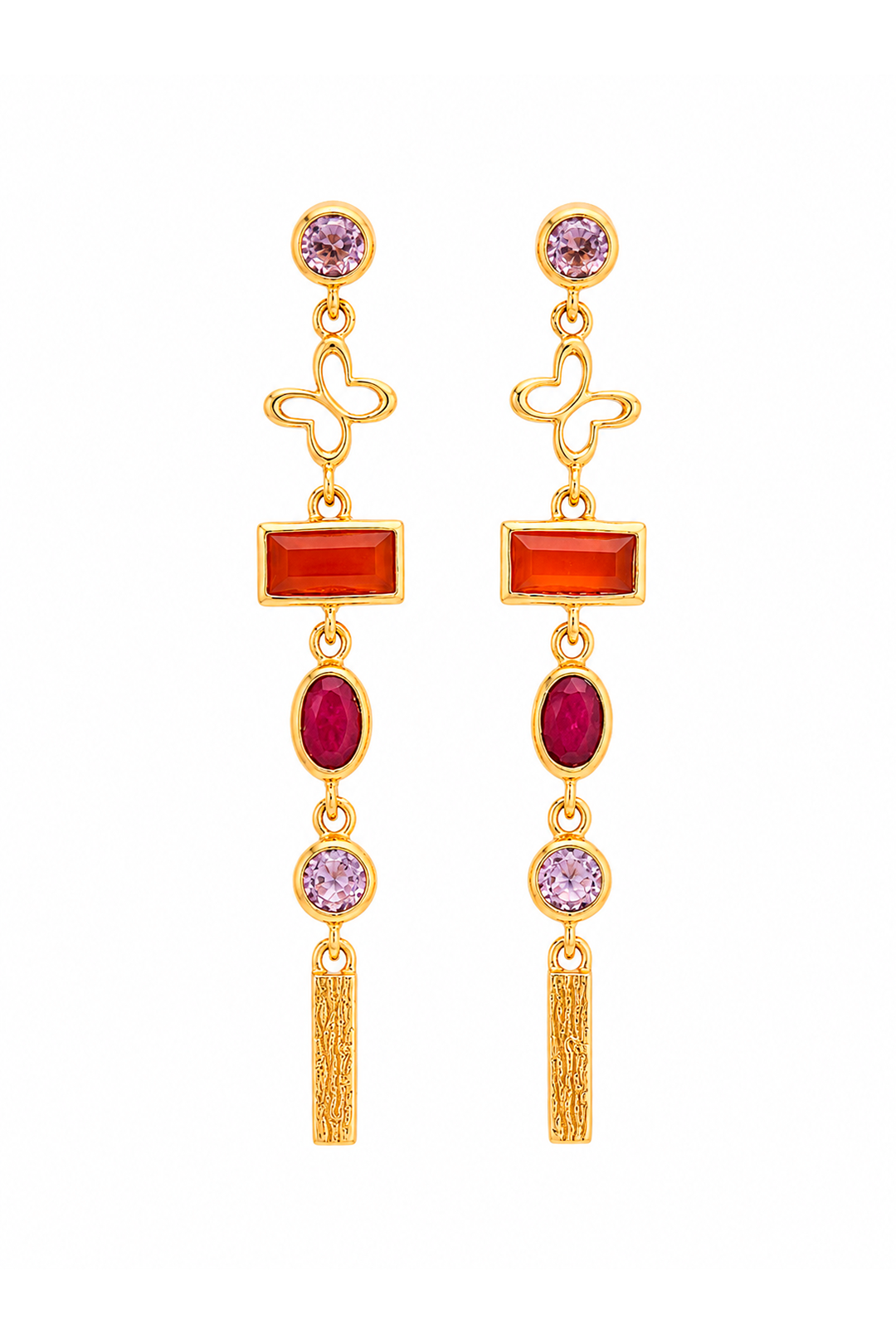 Aretes Icónica Largos Mariposa Y Piedras