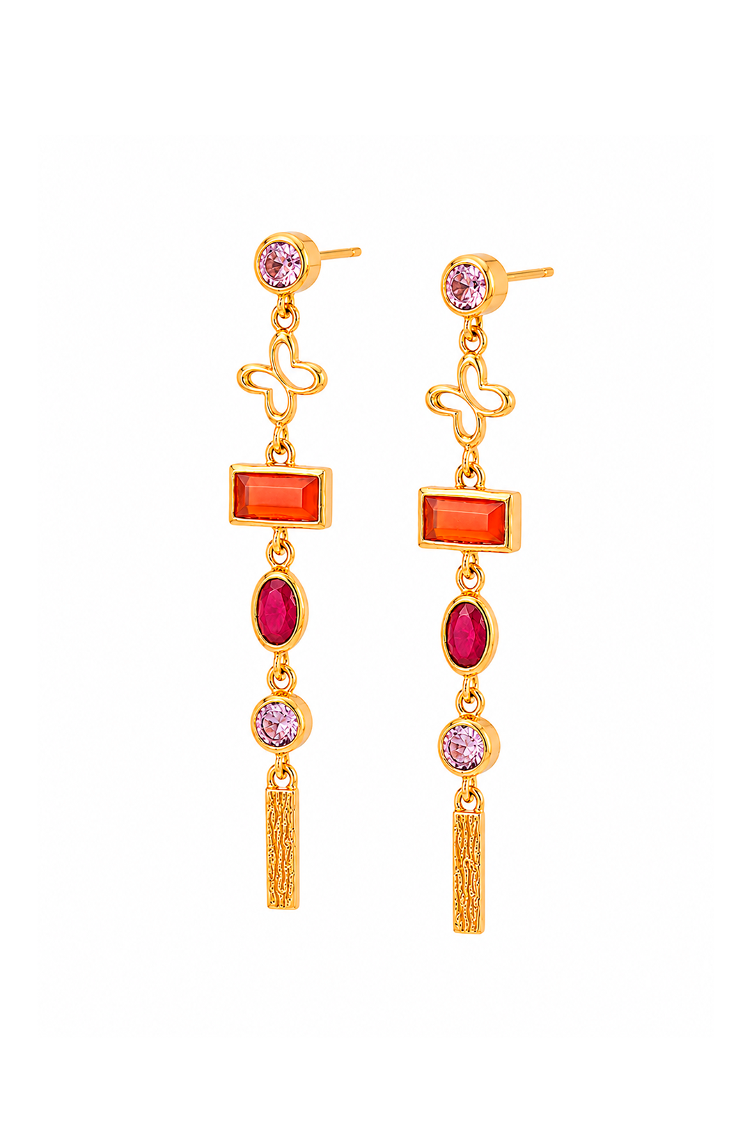 Aretes Icónica Largos Mariposa Y Piedras