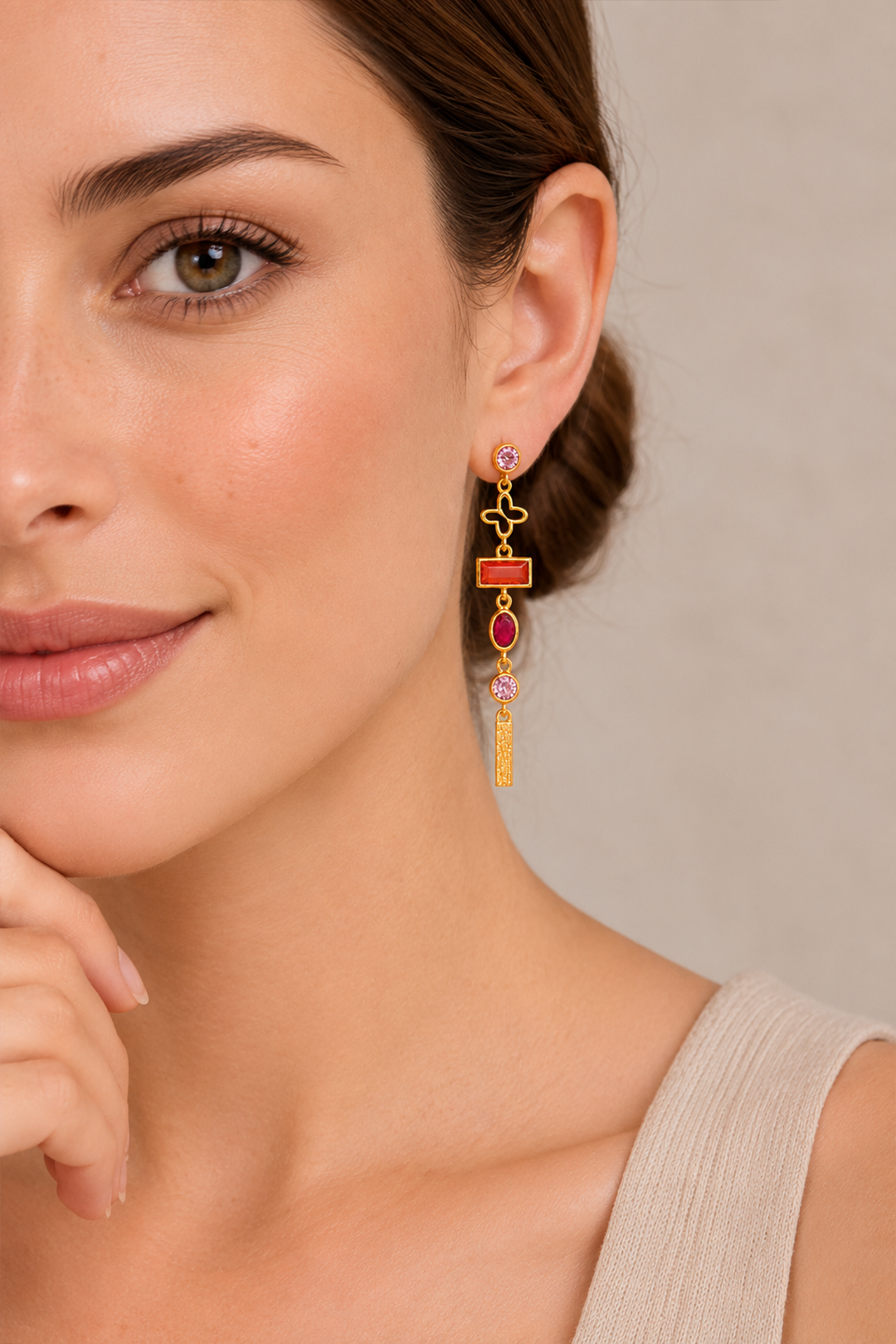 Aretes Icónica Largos Mariposa Y Piedras