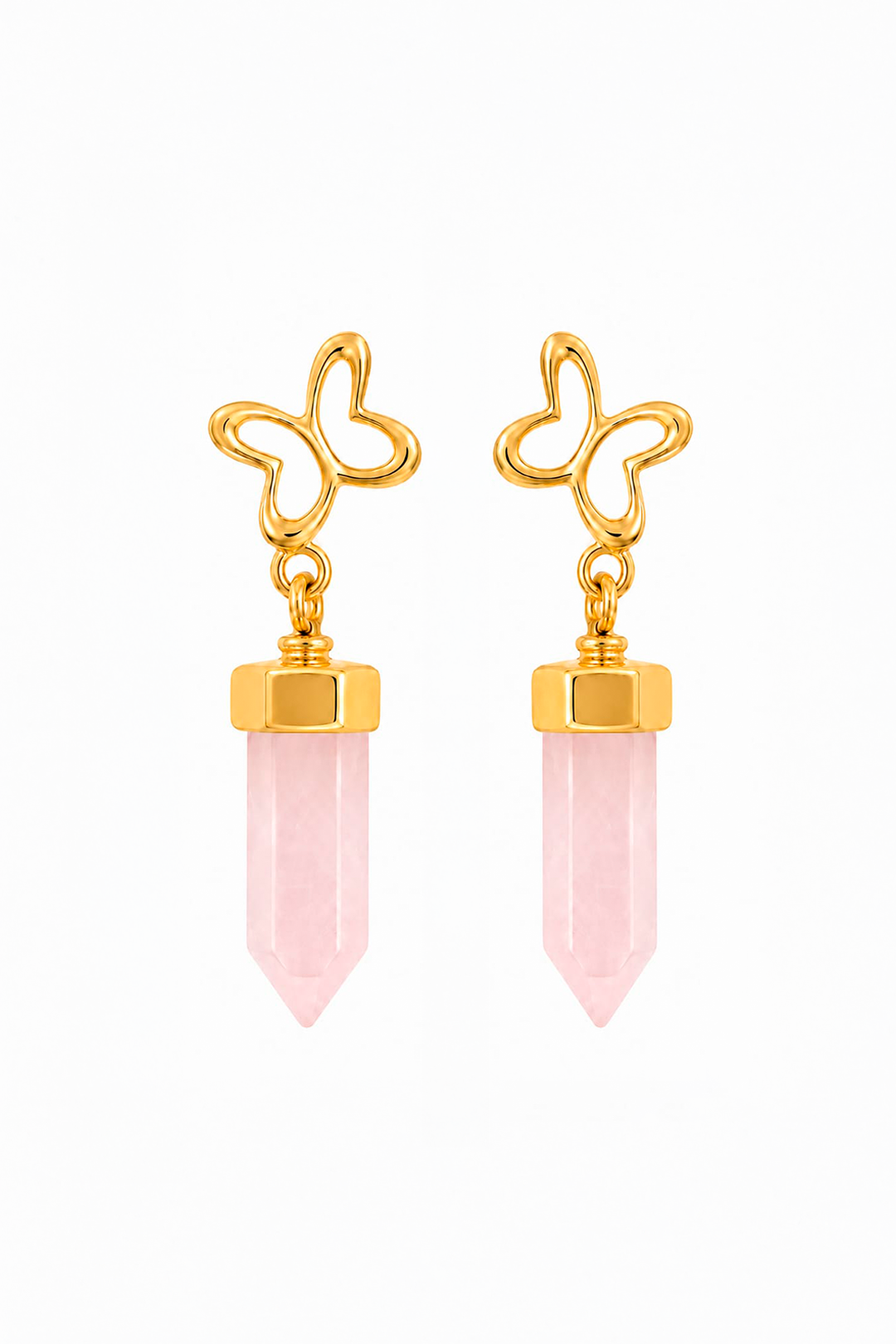 Aretes Icónica Mariposa Cuarzo Rosa