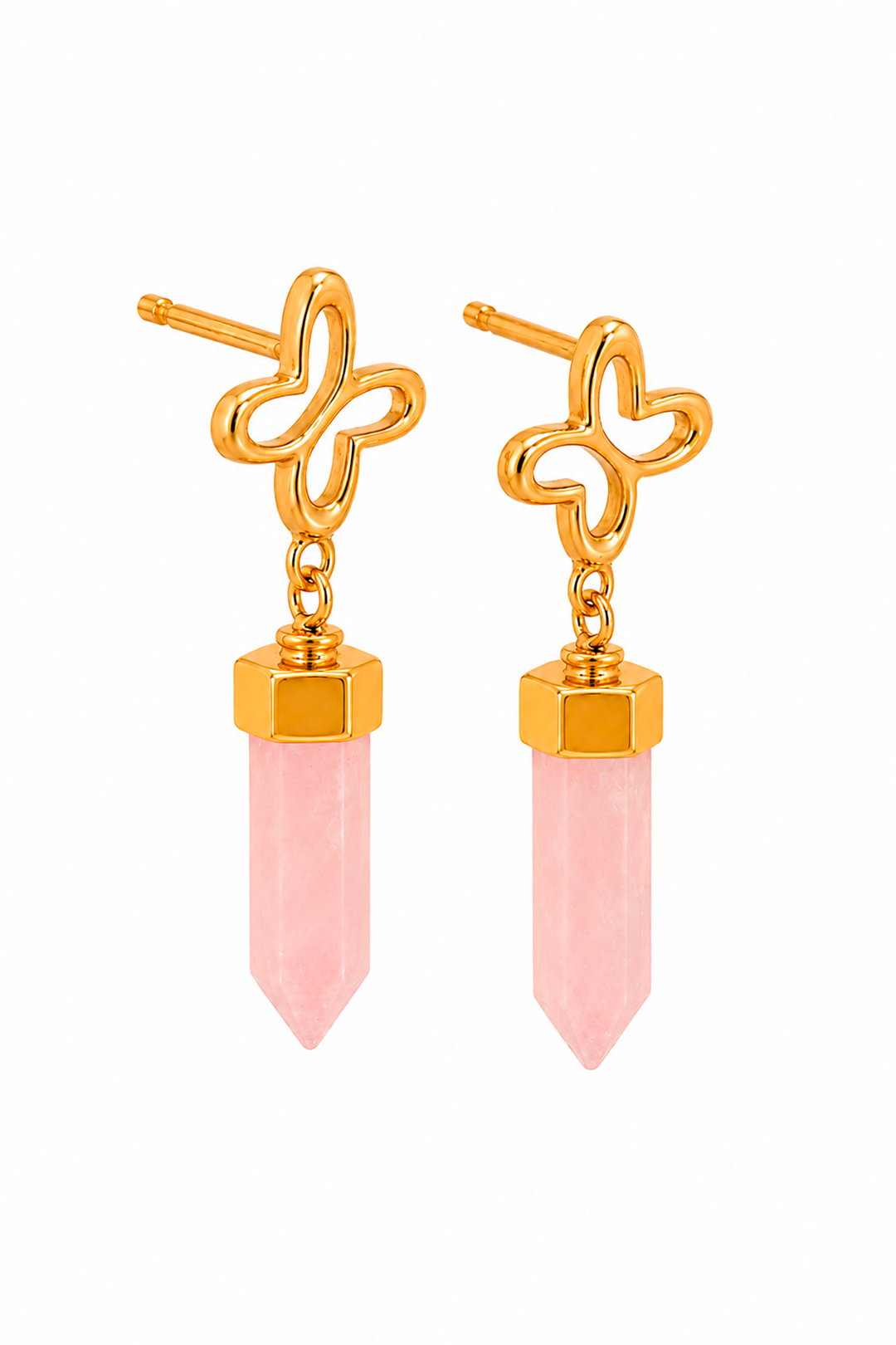 Aretes Icónica Mariposa Cuarzo Rosa