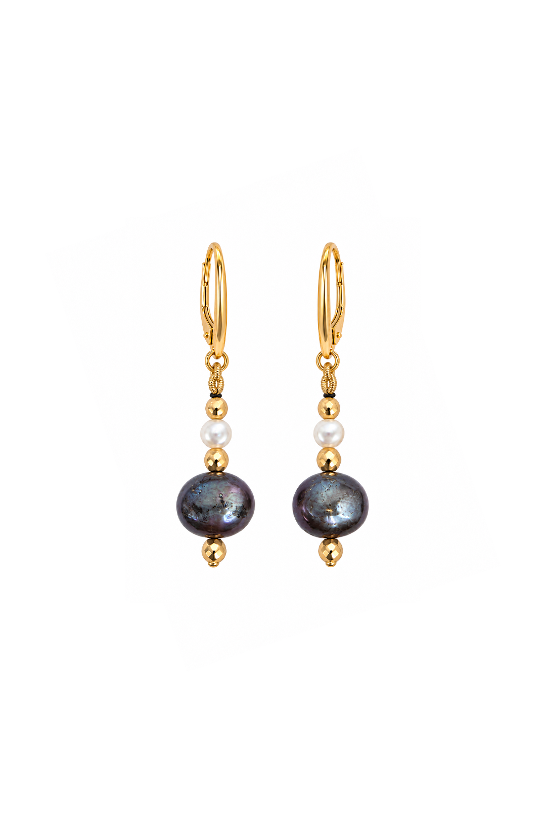 Aretes Perlas Moradas y Blancas